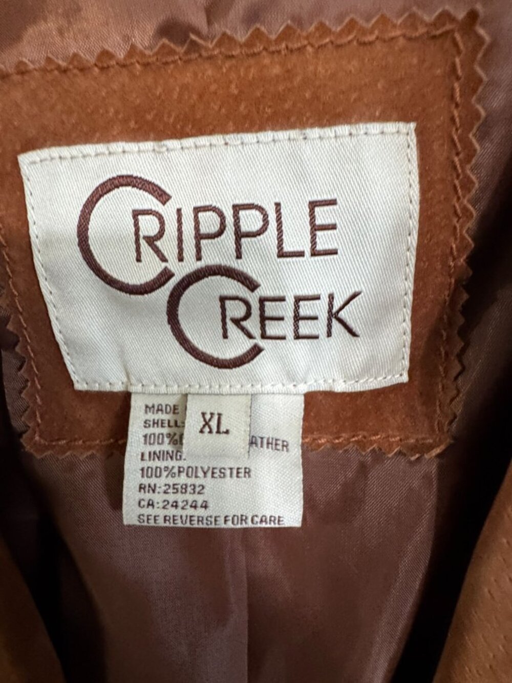 Cripple Creek Womens Western Suede Fringe Jacket Beaded Trim Brown XL 23" Vintag - Picture 5 of 14